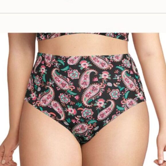 Lands' End Bikini Swimsuit 2x xxl black paisley - Picture 3 of 7